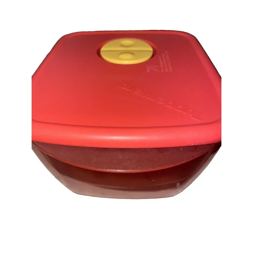 TUPPERWARE VINTAGE *ROCK n SERVE* Microwave Cookware 6 1/4 Cup Red Translucent
